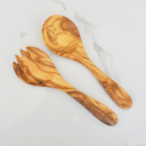 Olive Wood Extra-Wide Paddle Salad Servers